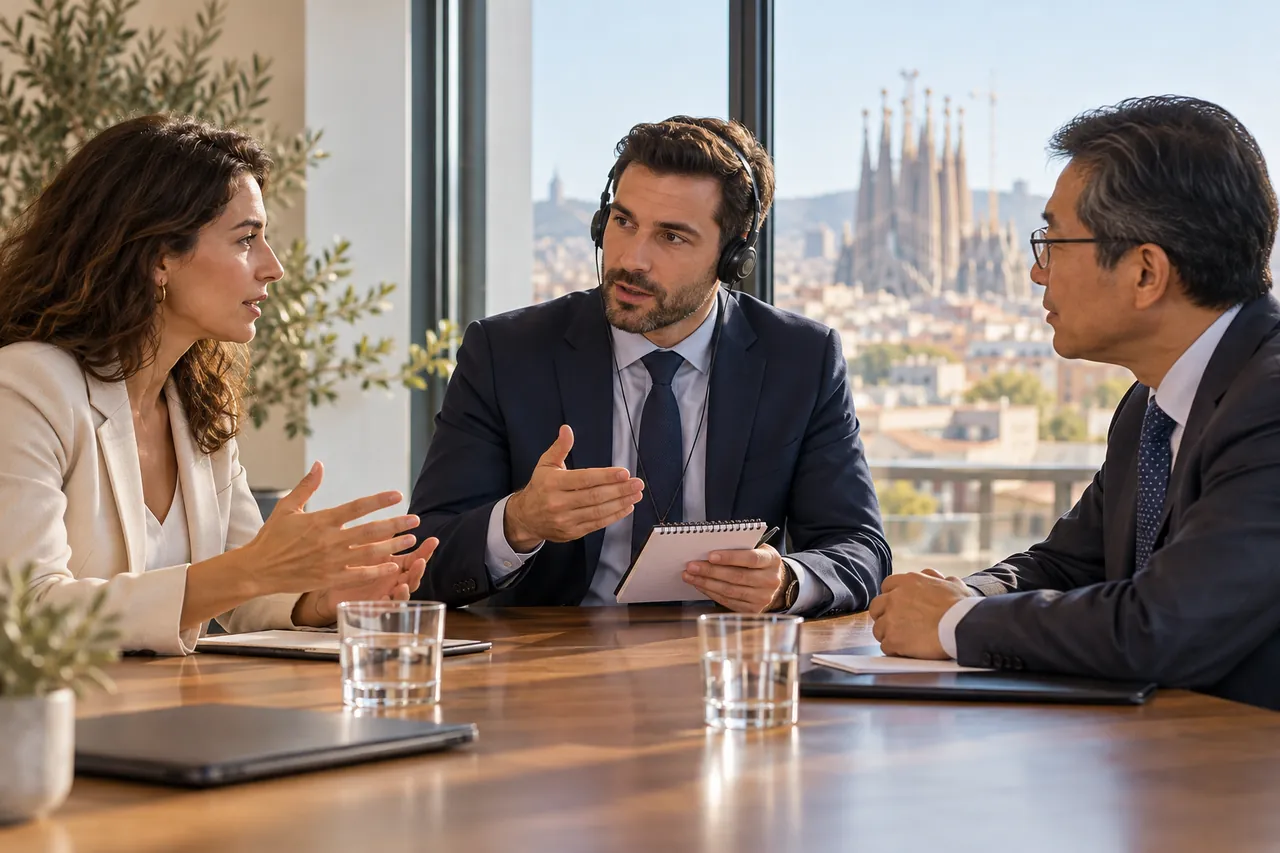 Interpretación en una reunión de negocios en Barcelona